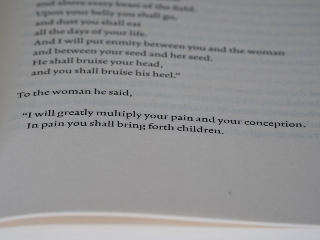 Text from an open book with religious verses.